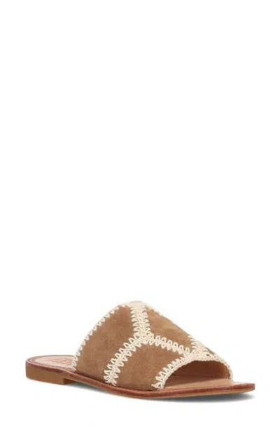 Frye Ava Crochet Trim Slide Sandal In Brown