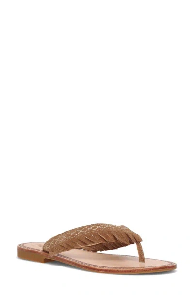 Frye Ava Fringe Flip Flop In Almond