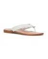 Frye Ava Fringe Flip Flop In White - Full Grain Leather