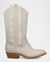 Frye Billy Leather Ruffle Western Boots In Ivory