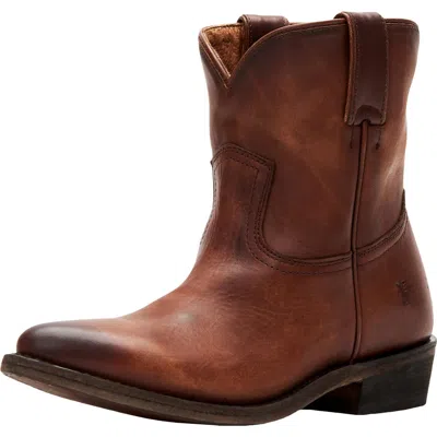Frye Billy Short Womens Leather Pointed Toe Cowboy, Western Boots In Cognac - Oil Leather