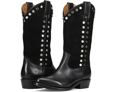 Frye Billy Women Black Stud Block Heel Pointed Toe Pull-on Western Boots Zpo1209