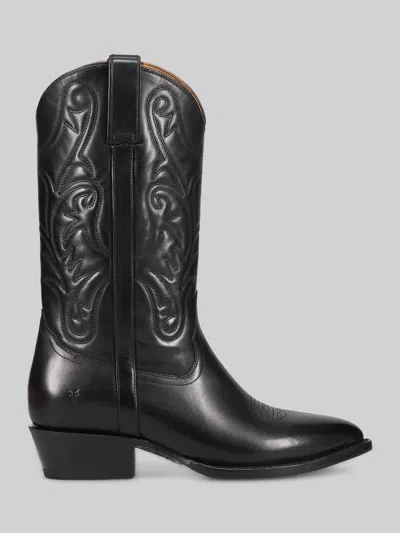 Frye Bruce Pull-on Plain Toe Cowboy Boots In Black