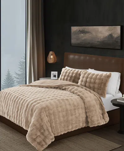 Frye Bubble Faux Fur 3-pc. Comforter Set, Full/queen In Brown