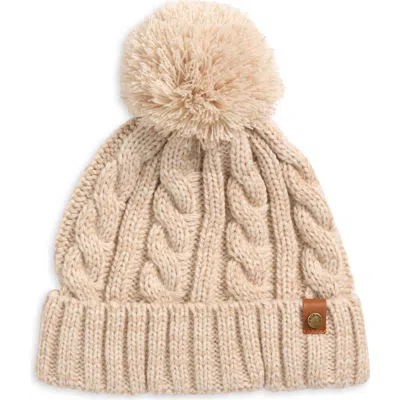 Frye Cable Knit Cuffed Pompom Beanie In Neutral