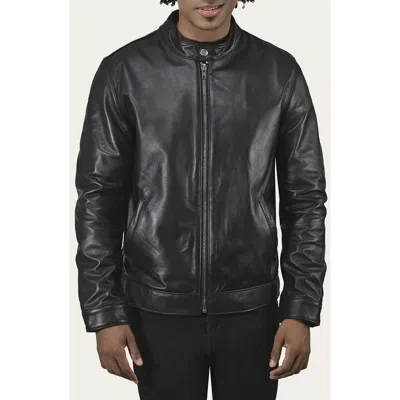 Frye Cafe Leather Racer Jacket In Black
