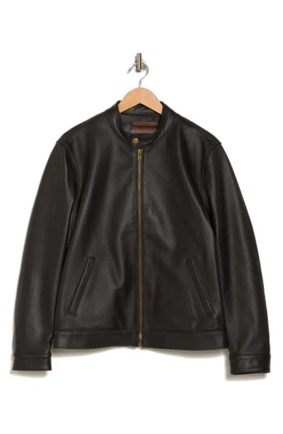 Frye Cafe Leather Racer Jacket In Dark Brown