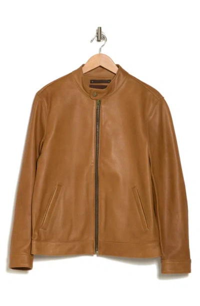 Frye Cafe Leather Racer Jacket In Brown