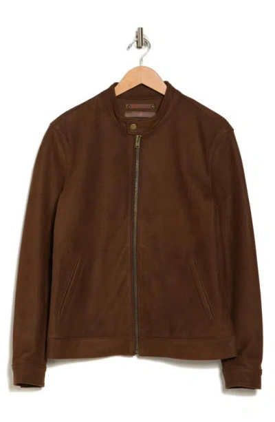 Frye Cafe Leather Racer Jacket In Tobacco