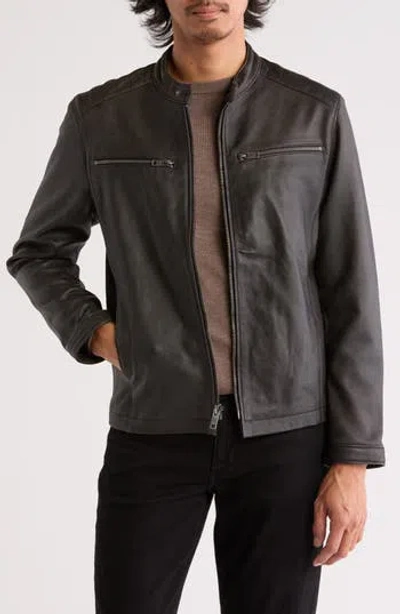 Frye Cafe Racer Leather Jacket In Black
