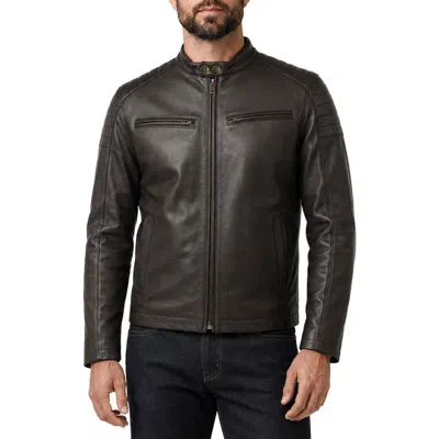 Frye Cafe Racer Leather Jacket In Black