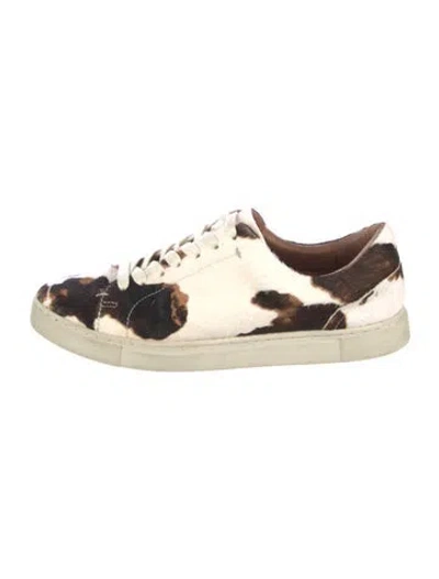 Pre-owned Frye Calf Hair Animal Print Sneakers In Neutral