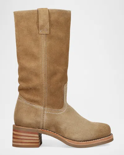 Frye Campus 12r Suede Mid-calf Boots In Blue