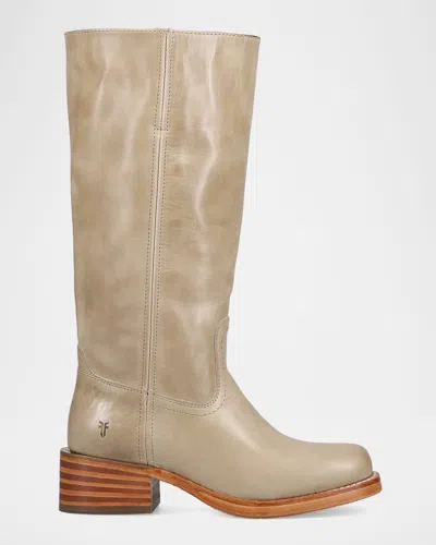 Frye Campus 14l Leather Wide Calf Boots In Green