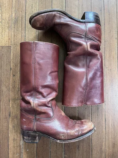 Pre-owned Frye Campus Boots Brown Leather 9.5 M Motorcycle Biker