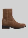 Frye Campus Suede Plain Toe Zip Boot In Brown