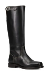 Frye Campus Leather Low Heel Tall Riding Boots In Black