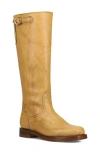 Frye Campus Oiled Leather Low Heel Tall Riding Boots In Gold