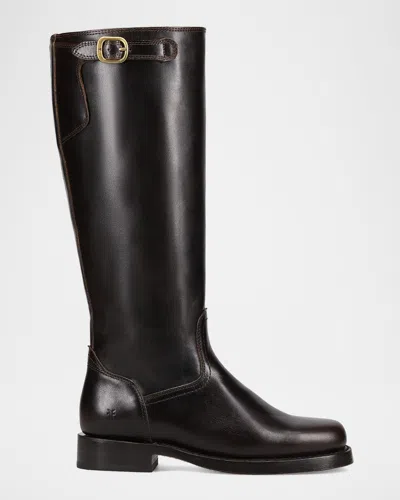 Frye Campus Leather Low Heel Tall Riding Boots In Transparent