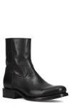 Frye Campus Leather Plain Toe Zip Boot In Black