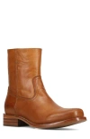 Frye Campus Leather Plain Toe Zip Boot In Brown