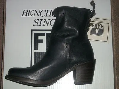 Pre-owned Frye Carmen Short Back Lace Short Leather Boots 76330 Black Choos Size