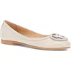 Frye Carson Logo Ballet Flat In White