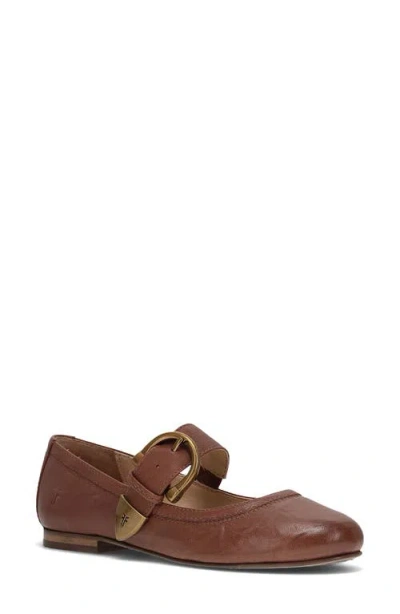 Frye Carson Mary Jane Flat In Brown
