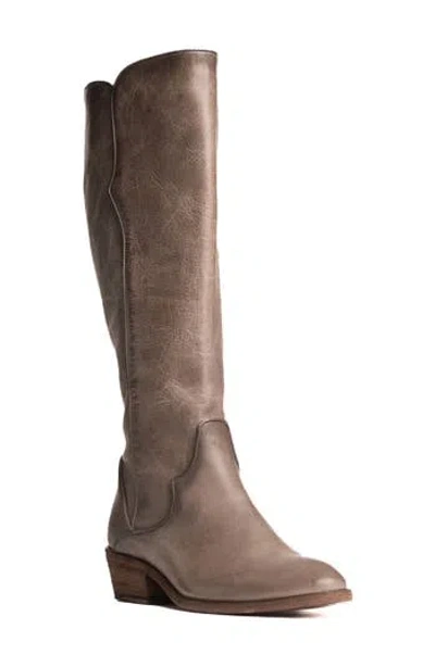 Frye Carson Piping Knee High Western Boot In Gray