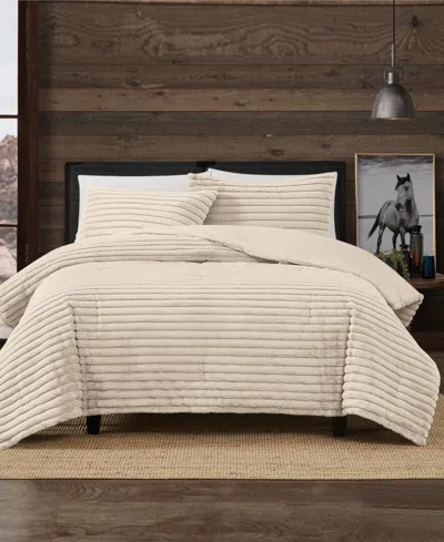 Frye Channel Faux Fur 3-pc. Comforter Set, King In Neutral