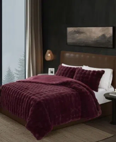 Frye Channel Faux Fur Comforter Set In Purple