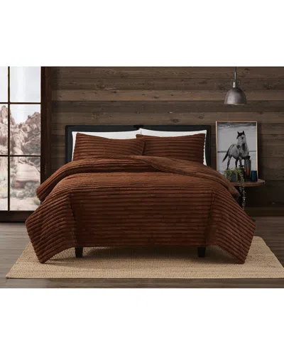 Frye Channel Fluffy Comforter Set In Burgundy