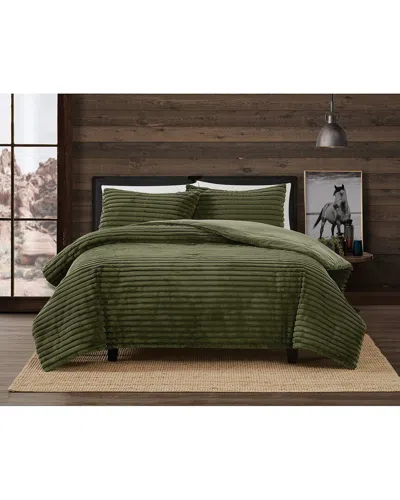 Frye Channel Stitch Velvet 3pc Comforter Set In Green