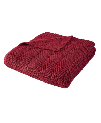 Frye Chevron Faux Mohair Throw, 50" X 70" In Burgundy