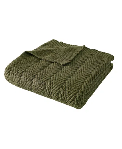 Frye Chevron Faux Mohair Throw, 50" X 70" In Green
