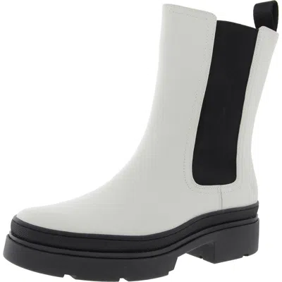 Frye Chloe Womens Stretch Leather Chelsea Boots In White
