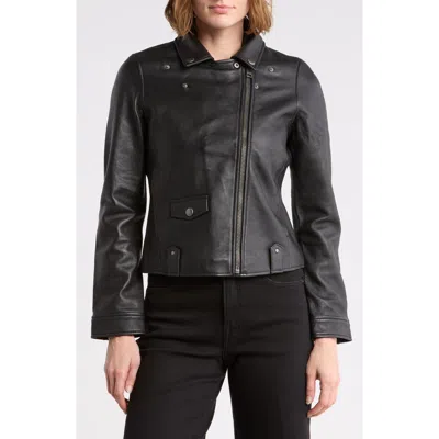 Frye Classic Biker Leather Jacket In Black