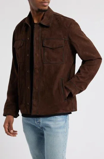 Frye Classic Suede Shacket In Dark Brown