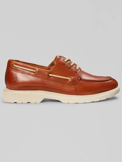 Frye Connor Leather Lace-up Boat Shoes In Brown