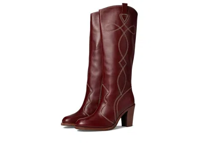 Frye Corinne Tall Deco Stitch In Red