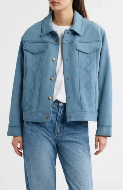 Frye Cow Split Leather Jacket In Blue