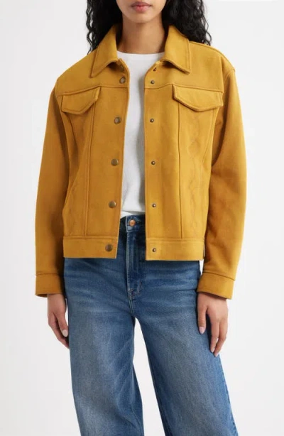 Frye Cow Split Leather Jacket In Gold