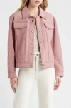 Frye Cow Split Leather Jacket In Pink