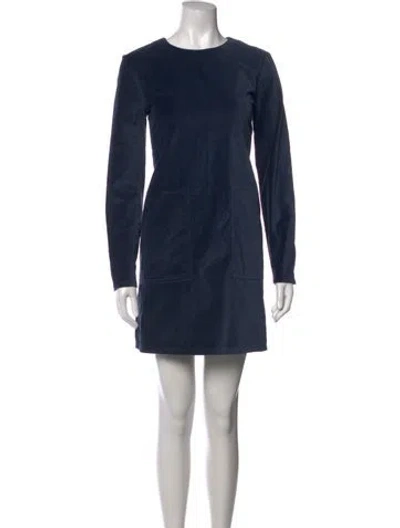 Pre-owned Frye Crew Neck Mini Dress In Blue