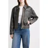 Frye Distressed Leather Bomber Jacket In Black