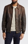 FRYE DISTRESSED WATER REPELLENT LEATHER AVIATOR JACKET