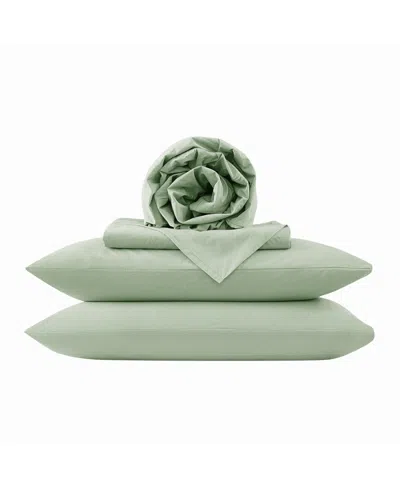 Frye Dusted Denim Cvc 200 Thread Count 4-pc. Sheet Set, King In Green