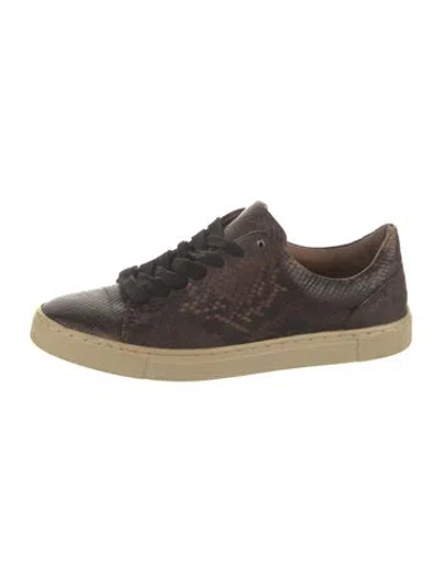 Pre-owned Frye Embossed Leather Animal Print Sneakers In Brown