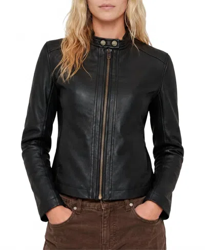 Frye Emily Moto Jacket In Black