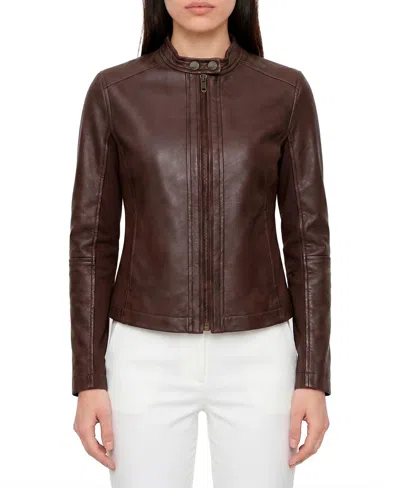 Frye Emily Moto Jacket In Dark Brown